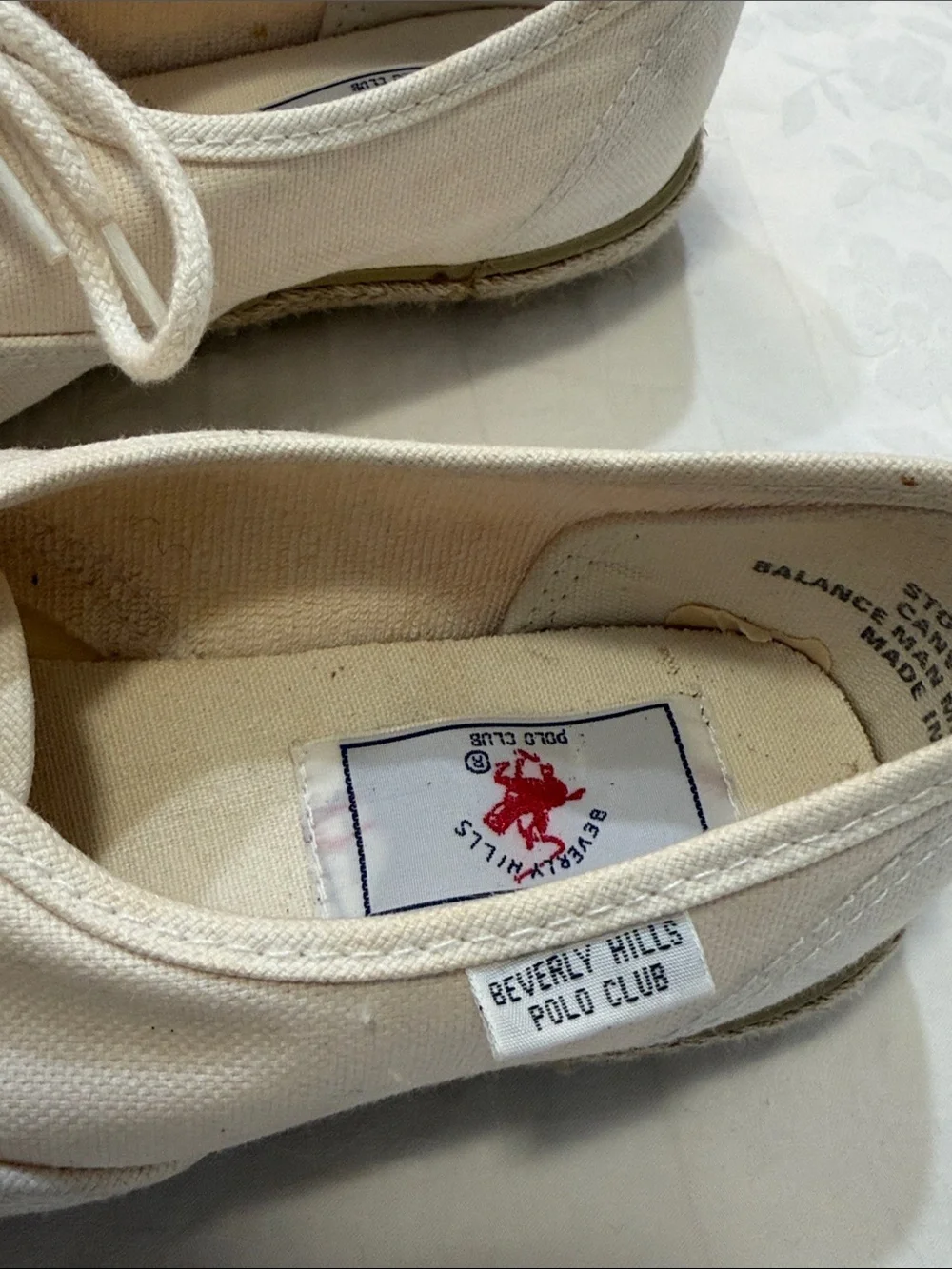 Beverly Hills Polo Club Women's Cream Canvas Espadrille Lace-Up Shoes